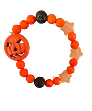 Load image into Gallery viewer, Handmade Halloween 🎃 Pumpkin Lava Stone Black & Orange Stretchy Bracelet