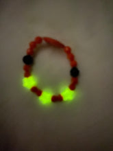 Load image into Gallery viewer, Handmade Halloween 🎃 Pumpkin Lava Stone Black & Orange Stretchy Bracelet
