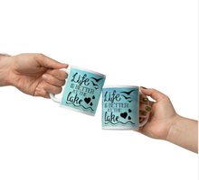 Load image into Gallery viewer, 'Life Is Better At The Lake' Beach Blue & White Glossy Mug