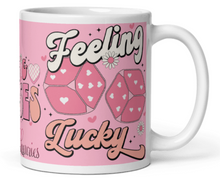 Load image into Gallery viewer, 'Feeling Lucky' White & Pink Glossy Mug