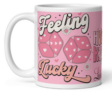 Load image into Gallery viewer, 'Feeling Lucky' White & Pink Glossy Mug