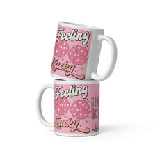 Load image into Gallery viewer, 'Feeling Lucky' White & Pink Glossy Mug