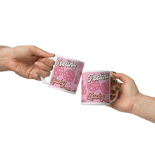 Load image into Gallery viewer, 'Feeling Lucky' White & Pink Glossy Mug