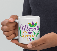 Load image into Gallery viewer, 'Mardi Gras Mask' White Glossy Mug