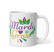 Load image into Gallery viewer, 'Mardi Gras Mask' White Glossy Mug