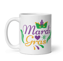 Load image into Gallery viewer, 'Mardi Gras Mask' White Glossy Mug