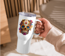 Load image into Gallery viewer, 'Skull With Flowers' Travel Mug With A Handle