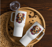 Load image into Gallery viewer, 'Skull With Flowers' Travel Mug With A Handle