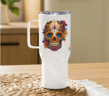 Load image into Gallery viewer, 'Skull With Flowers' Travel Mug With A Handle