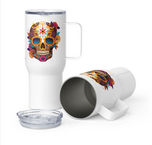 Load image into Gallery viewer, 'Skull With Flowers' Travel Mug With A Handle