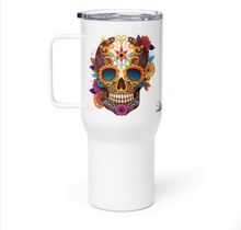 Load image into Gallery viewer, 'Skull With Flowers' Travel Mug With A Handle