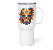 Load image into Gallery viewer, 'Skull With Flowers' Travel Mug With A Handle