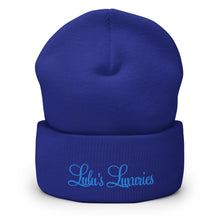Load image into Gallery viewer, 'Lulu's Luxuries' Blue Logo Cuffed Beanie