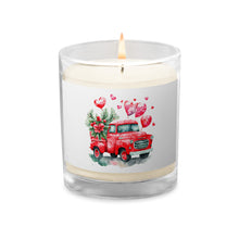 Load image into Gallery viewer, 'Red Vintage Truck With Hearts' Glass Jar Soy Wax Candle