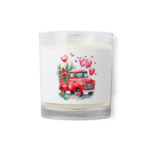 Load image into Gallery viewer, 'Red Vintage Truck With Hearts' Glass Jar Soy Wax Candle