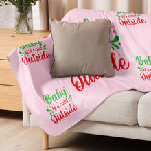 Load image into Gallery viewer, 'Baby It's Cold Outside' Pink Sherpa Blanket