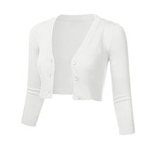 Load image into Gallery viewer, 3/4 Sleeve Cropped Short Cardigan Sweater
