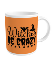 Load image into Gallery viewer, 'Witches Be Crazy' Orange and White Glossy Halloween Mug