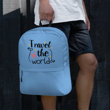 Load image into Gallery viewer, 'Travel The World' Blue Backpack