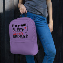 Load image into Gallery viewer, 'Eat Sleep Cheer Repeat' Purple Backpack