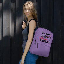 Load image into Gallery viewer, 'Eat Sleep Cheer Repeat' Purple Backpack