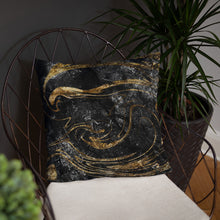 Load image into Gallery viewer, 'Black & Gold Marble Swirl' Basic Pillow