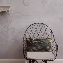 Load image into Gallery viewer, 'Black & Gold Marble Swirl' Basic Pillow