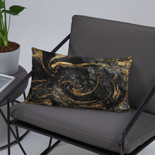 Load image into Gallery viewer, 'Black & Gold Marble Swirl' Basic Pillow