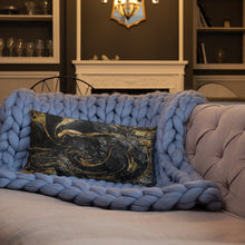 Load image into Gallery viewer, 'Black & Gold Marble Swirl' Basic Pillow