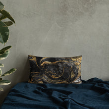 Load image into Gallery viewer, 'Black & Gold Marble Swirl' Basic Pillow