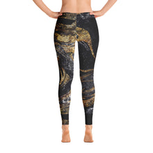 Load image into Gallery viewer, 'Black & Gold Marble Foil Print' Adult Leggings