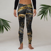 Load image into Gallery viewer, 'Black & Gold Marble Foil Print' Adult Leggings