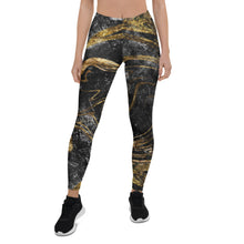 Load image into Gallery viewer, 'Black & Gold Marble Foil Print' Adult Leggings
