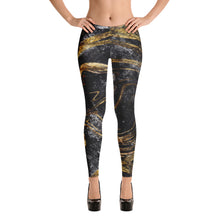Load image into Gallery viewer, 'Black & Gold Marble Foil Print' Adult Leggings