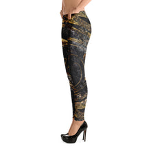 Load image into Gallery viewer, 'Black & Gold Marble Foil Print' Adult Leggings