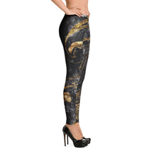 Load image into Gallery viewer, 'Black & Gold Marble Foil Print' Adult Leggings