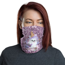 Load image into Gallery viewer, ‘Purple Glitter Print Unicorn’ Neck Gaiter