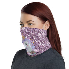 Load image into Gallery viewer, ‘Purple Glitter Print Unicorn’ Neck Gaiter