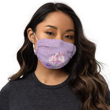 Load image into Gallery viewer, 'Purple Glitter Print Pink Unicorn' Premium face mask