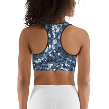 Load image into Gallery viewer, 'Blue Glitter Confetti Print' Sports bra