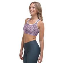 Load image into Gallery viewer, 'Purple Glitter Print' Sports bra
