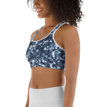 Load image into Gallery viewer, 'Blue Glitter Confetti Print' Sports bra
