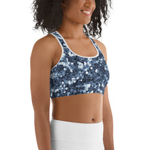 Load image into Gallery viewer, 'Blue Glitter Confetti Print' Sports bra