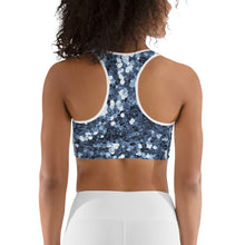 Load image into Gallery viewer, 'Blue Glitter Confetti Print' Sports bra