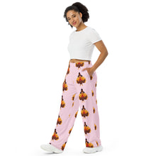 Load image into Gallery viewer, 'Pink Turkey Eating Pants' All-Over Print Unisex Wide-Leg Pants