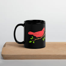 Load image into Gallery viewer, Red Cardinal Black Glossy Mug