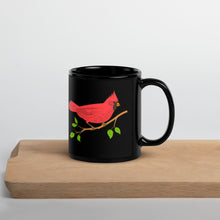Load image into Gallery viewer, Red Cardinal Black Glossy Mug