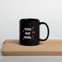 Load image into Gallery viewer, 'You're Amazing! You Go Girl!' Pink & Black Glossy Mug