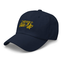 Load image into Gallery viewer, 'Never Give Up' Gold Embroidered Dad Hat