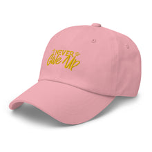 Load image into Gallery viewer, 'Never Give Up' Gold Embroidered Dad Hat